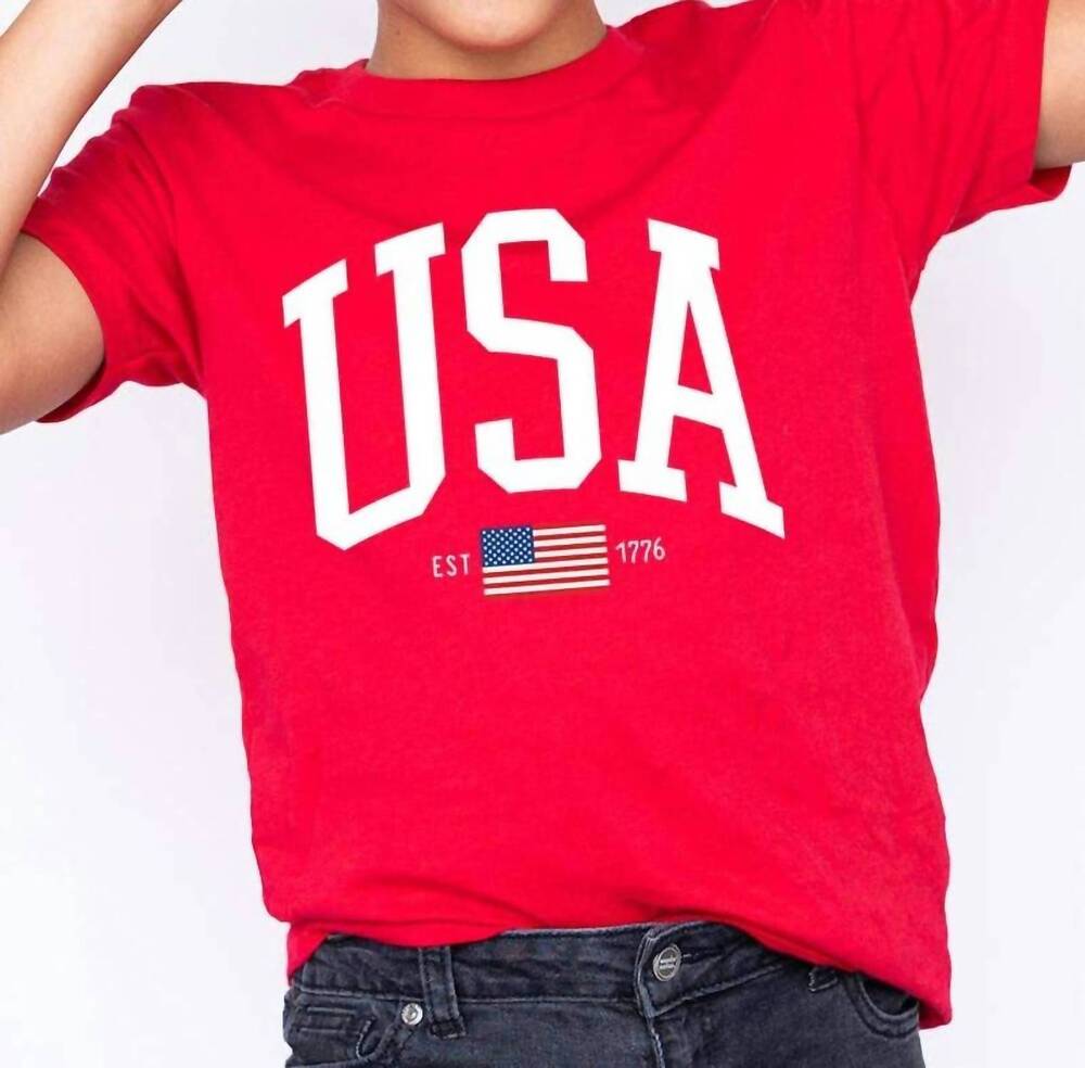 NEW COLORBEAR kids usa est 1776 kids graphic t shirts in red